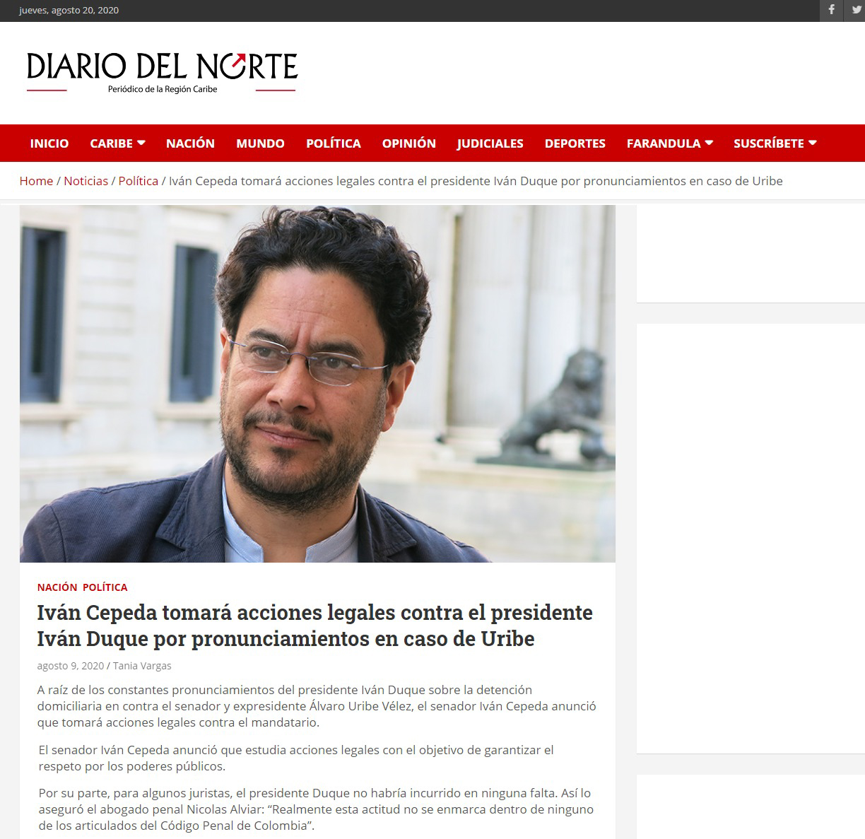 Noticias que nos Reseñan - Opinión de Nicolás Alviar Sobre Caso Contra el Presidente Duque Diario del Norte - Noticias Sobre Caso Contra el Presidente Duque