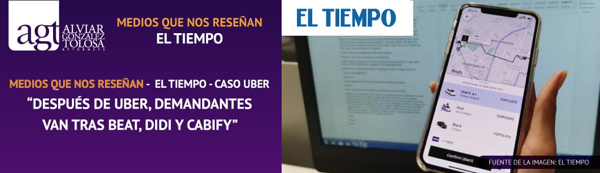 Caso UBER El Tiempo - Después de UBER Demandantes van Tras Didi y Cabify Celular Mostrando Aplicación de UBER