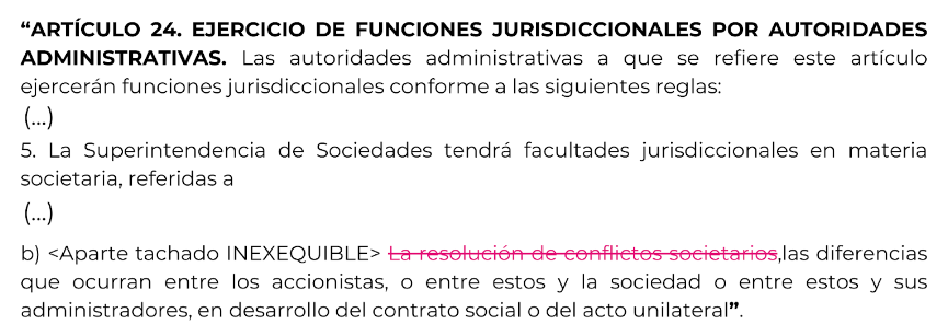 inexequible la expresin resolucin de conflictos societarios